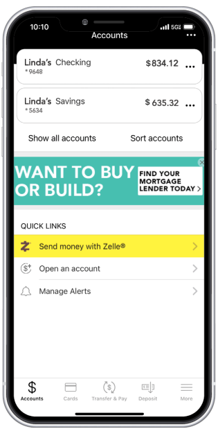 Mobile Features Zelle