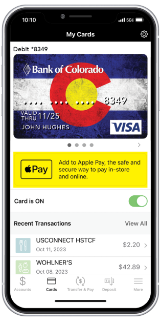 phone with mobile wallet highlighted