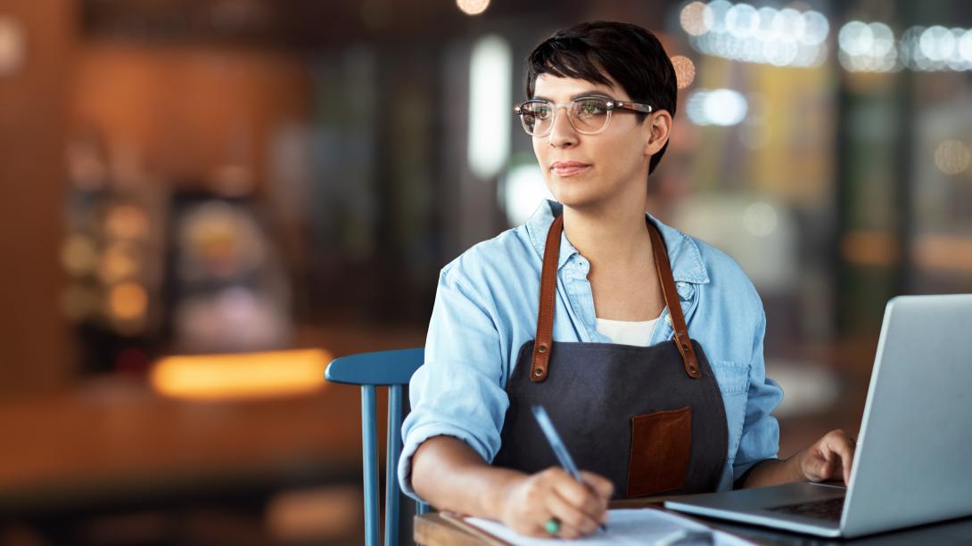 woman working at a computer